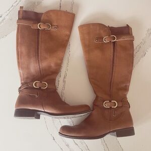 Naturalizer Women's Leather Boots Wide Calf Brown size zipper comfortable